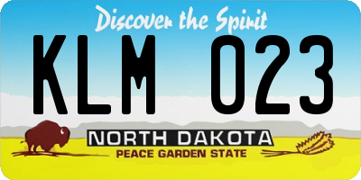ND license plate KLM023