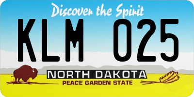 ND license plate KLM025