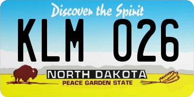 ND license plate KLM026