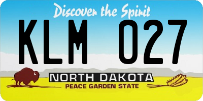 ND license plate KLM027