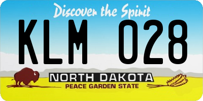ND license plate KLM028