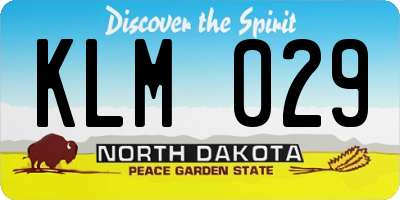 ND license plate KLM029