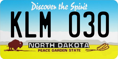 ND license plate KLM030