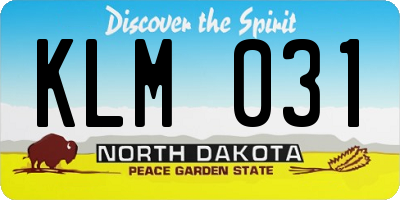 ND license plate KLM031