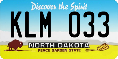 ND license plate KLM033