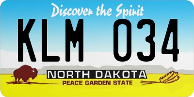 ND license plate KLM034
