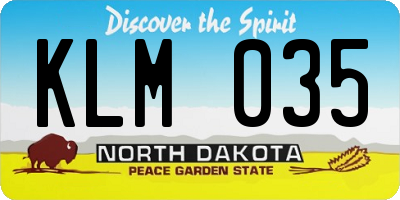 ND license plate KLM035
