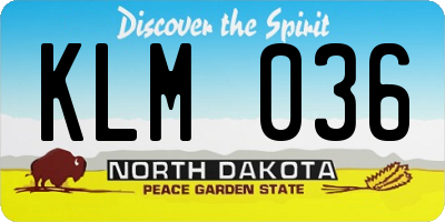 ND license plate KLM036