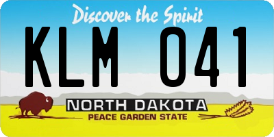 ND license plate KLM041