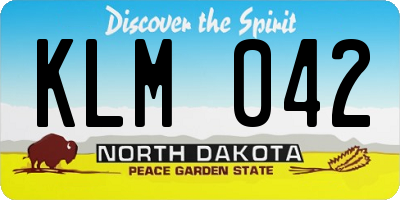 ND license plate KLM042