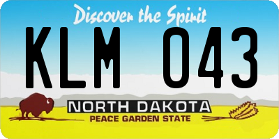 ND license plate KLM043