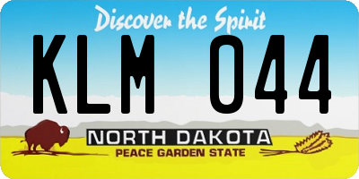 ND license plate KLM044