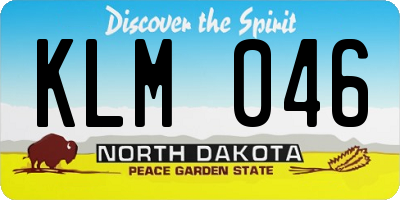 ND license plate KLM046