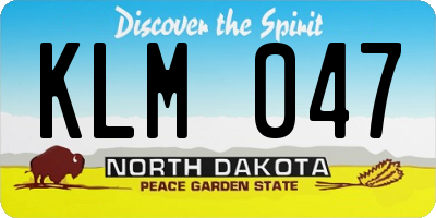ND license plate KLM047