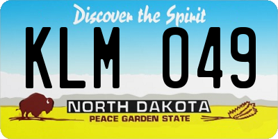 ND license plate KLM049