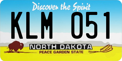 ND license plate KLM051