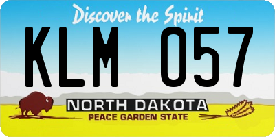 ND license plate KLM057