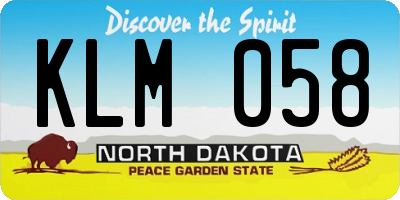 ND license plate KLM058