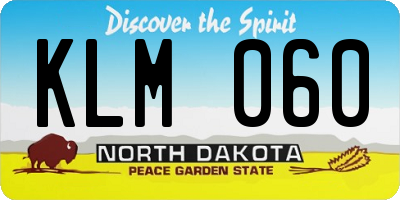 ND license plate KLM060