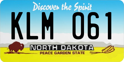 ND license plate KLM061
