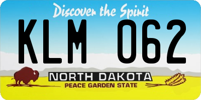 ND license plate KLM062