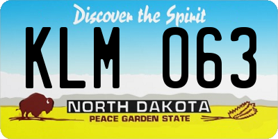 ND license plate KLM063