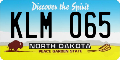 ND license plate KLM065