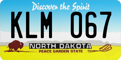 ND license plate KLM067