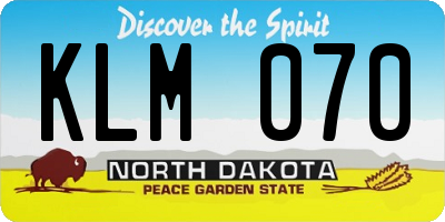 ND license plate KLM070