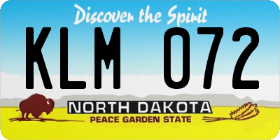 ND license plate KLM072