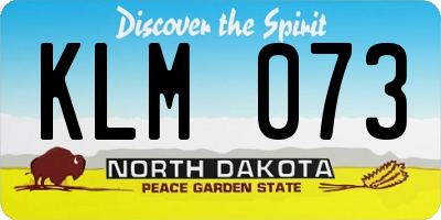 ND license plate KLM073