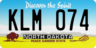 ND license plate KLM074