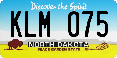ND license plate KLM075