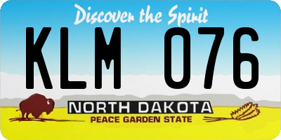 ND license plate KLM076
