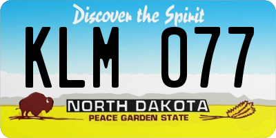ND license plate KLM077