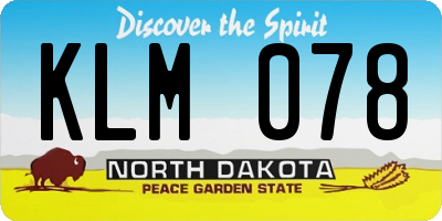 ND license plate KLM078