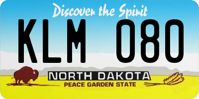 ND license plate KLM080