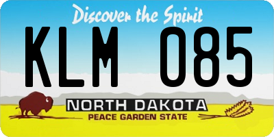 ND license plate KLM085