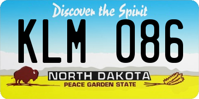 ND license plate KLM086