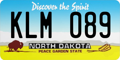 ND license plate KLM089
