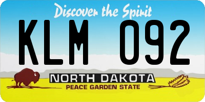 ND license plate KLM092