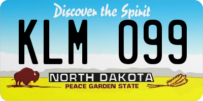 ND license plate KLM099