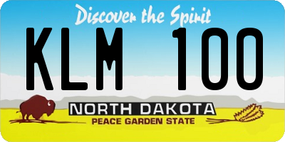 ND license plate KLM100
