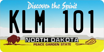 ND license plate KLM101