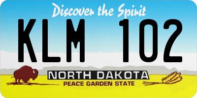 ND license plate KLM102