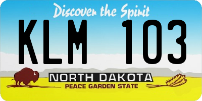 ND license plate KLM103