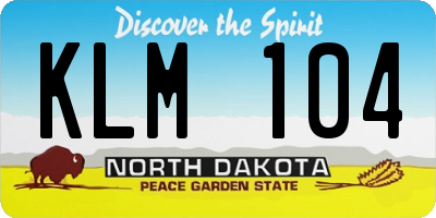 ND license plate KLM104
