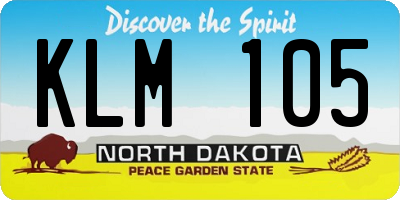 ND license plate KLM105