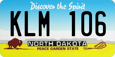 ND license plate KLM106