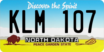 ND license plate KLM107